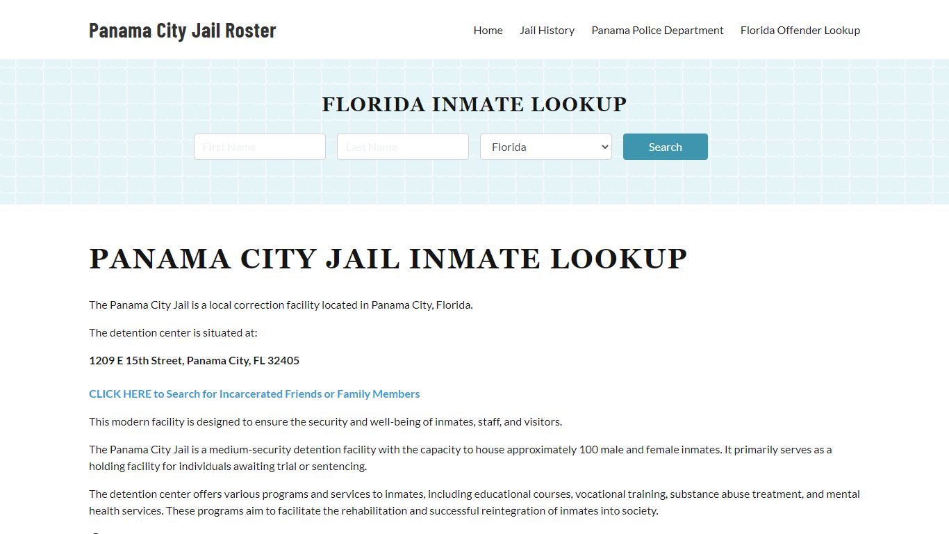 Panama City Jail, FL Inmate Search, Jail Roster, Bookings